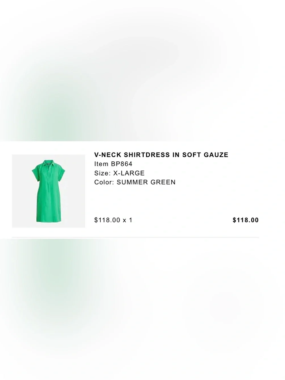 J.Crew V-Neck Shirtdress in Soft Gauze
